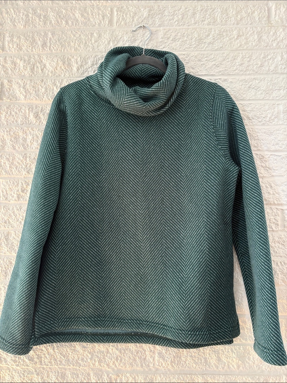J. Crew Green Herringbone Cowl Neck Fleece